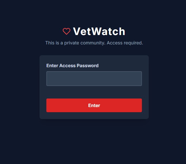UI for the password gate, a single input field.