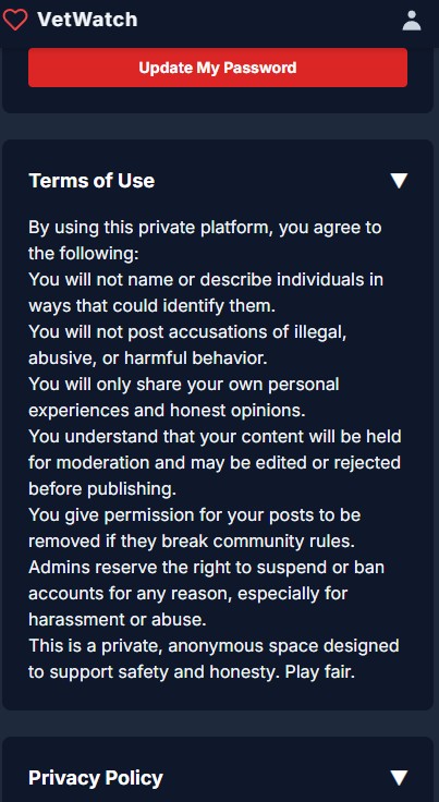 UI for the admin moderation panel.